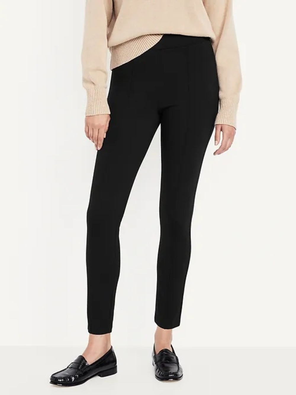 Old Navy black Stevie Ponte legging pants with  pintuck seam high rise Size M